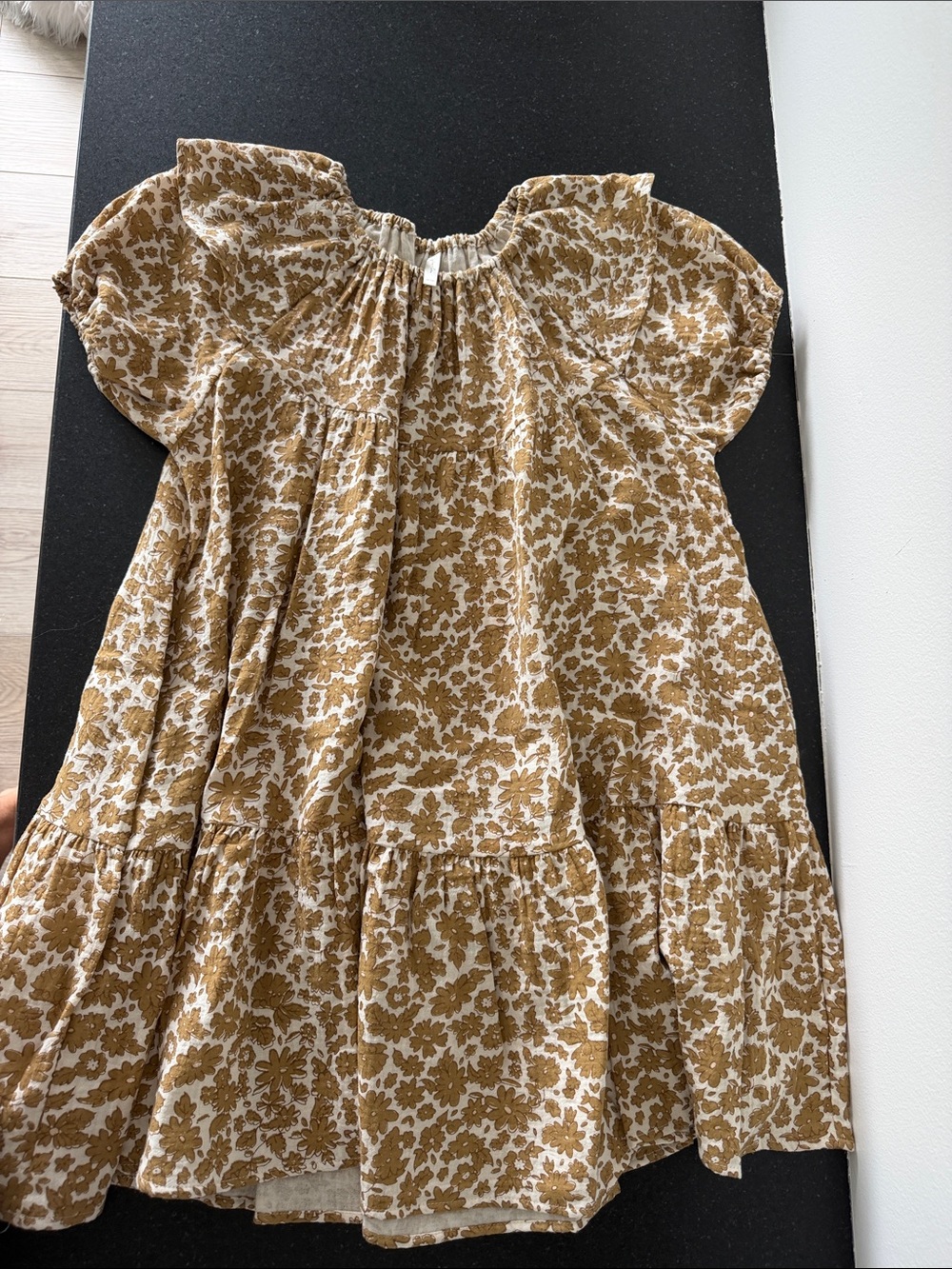 Rylee crew Kids Floral Tiered Dress in Mustard -